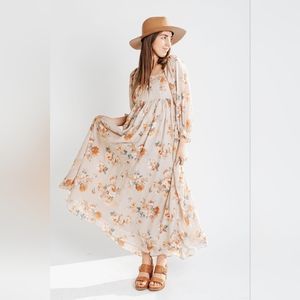 Piper and Scoot puffed sleeve Remi floral maxi dress
